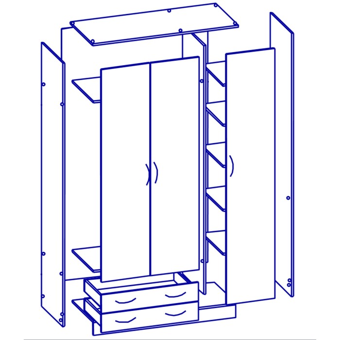 Шкаф трехстворчатый шт 2 с ящиками схема сборки