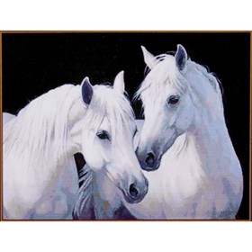 Алмазная мозаика «Пара белых лошадей», 26×20 см, 20 цветов