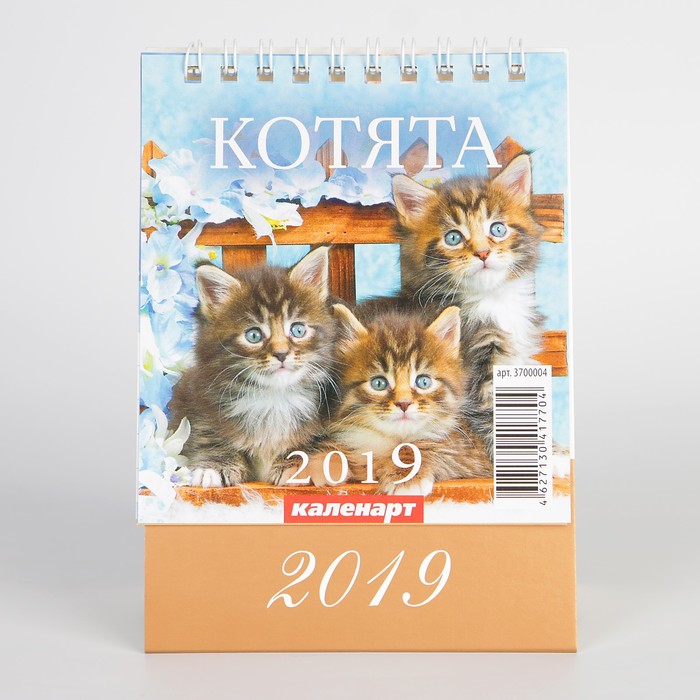 Календарь настольный, домик &quot;Котята&quot; 2019 год, 10х14см