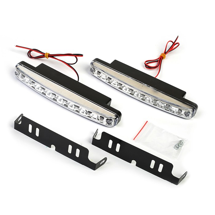 Ходовые огни KS, KS-0815, (8 LED), хром, провода, 155х42х16мм, 2шт.