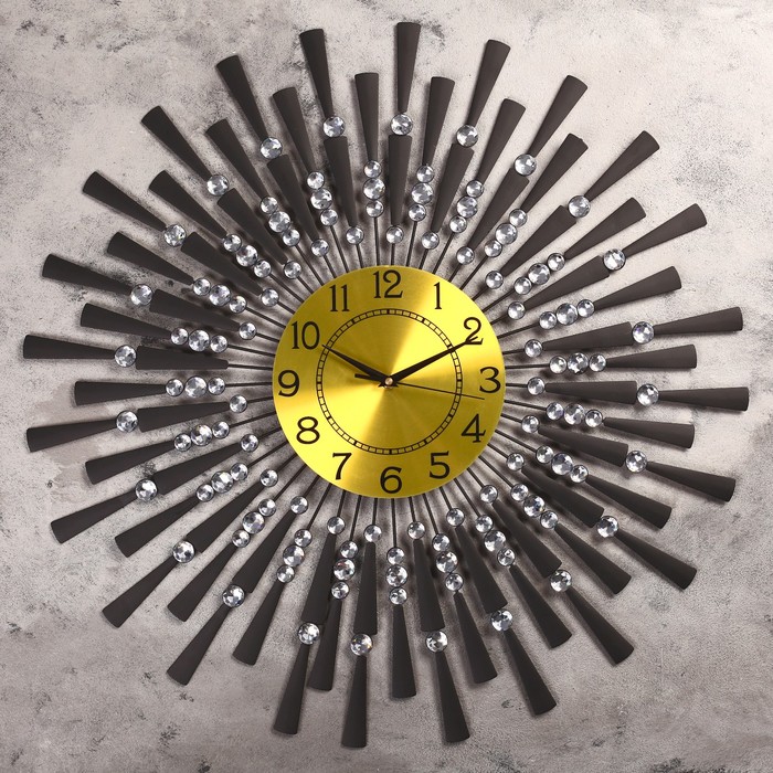 Часы настенные, серия: Ажур, "Чёрные лучики", d=68 см - фото 544196