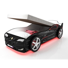 Кровать машина «Турбо», подъёмный матрас, подсветка дна и фар, пластиковые колёса, 2 шт