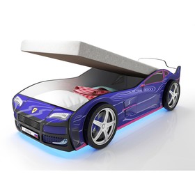 Кровать машина «Турбо», подъёмный матрас, подсветка дна и фар, пластиковые колёса, 2 шт