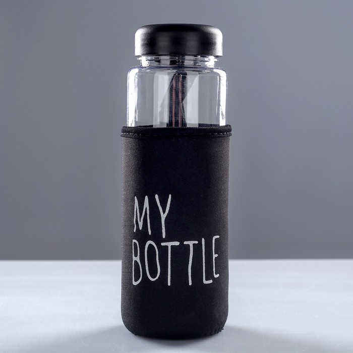 Бутылка для воды 500 мл My bottle, в чехле, крышка винтовая, чёрная, 6.5х6.5х19 см