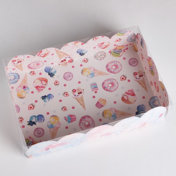 Коробка подарочная с PVC-крышкой «Вкусности», 20 × 30 × 8 см (5 шт)