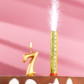 {{photo.Alt || photo.Description || 'Свеча для торта цифра &quot;Овал + фонтан&quot; золотая &quot;7&quot;'}}