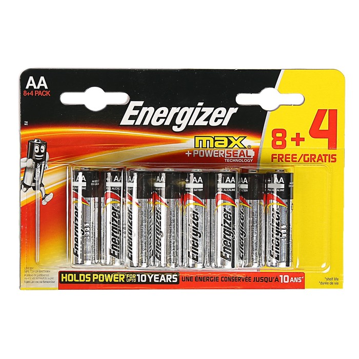 Батарейка алкалиновая Energizer Max, АА, LR6-12BL, блистер, 12 шт