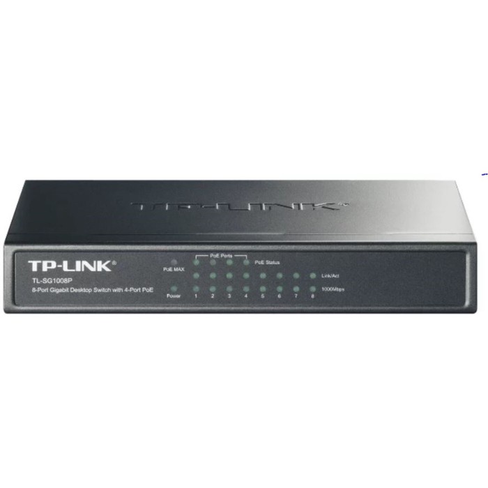 Коммутатор TP-Link TL-SG1008P неуправляемый настольный 8x10/100/1000BASE-T