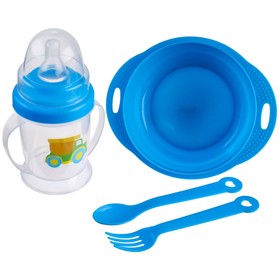 Набор детской посуды «Малыш», 4 предмета: тарелка, бутылочка, ложка, вилка, от 5 мес.