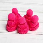 Hat toys knitted with pompom, set of 5 PCs color pink