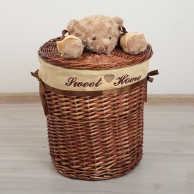 Корзина универсальная плетёная с крышкой Доляна «Медвежонок», 36×36×40 см, цвет коричневый