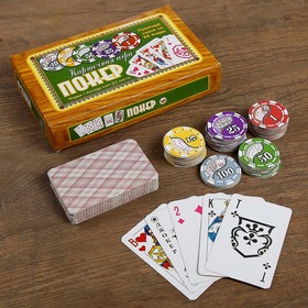 Покер, набор для игры (карты 52 листа, фишки 88 шт.) в Донецке