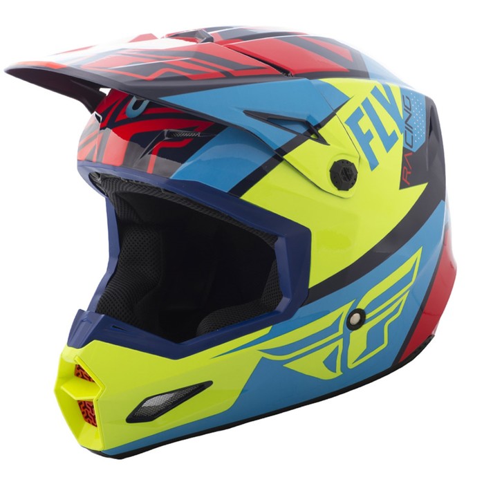 Шлем подростковый кросс YOUTH FLY RACING ELITE GUILD red/blue/Hi-Vis yellow 2018, M