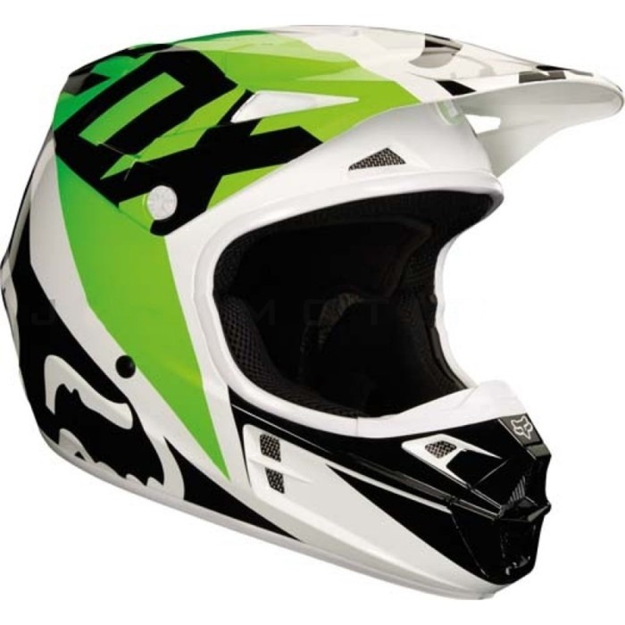 Шлем Fox V1 Race Helmet White/Black/Green, 59-60cm, L