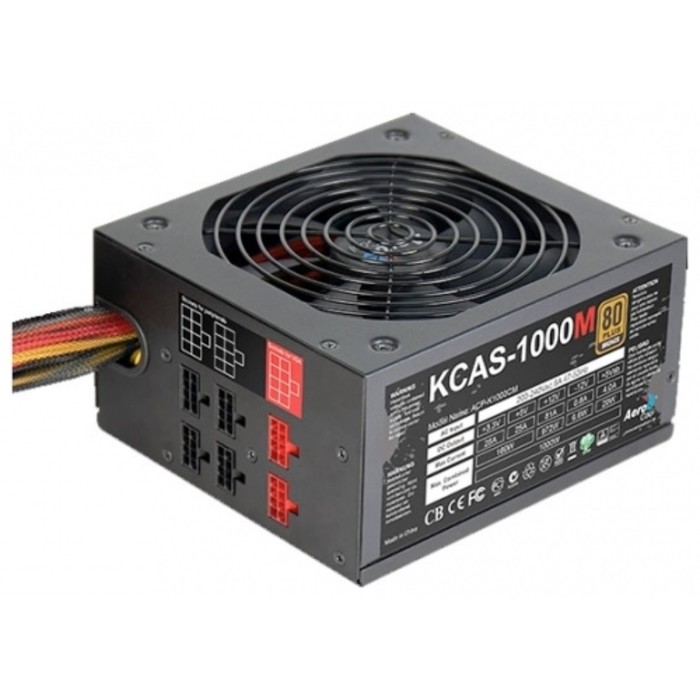 Блок питания Aerocool ATX 1000W KCAS-1000M 80+ bronze (24+4+4pin) APFC 120mm fan 10xSATA RTL   38403