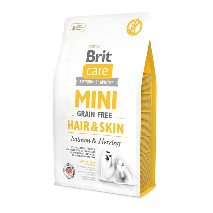 Сухой корм Brit Care MINI GF Hair &amp; Skin для собак мини-пород, беззерновой, 2 кг