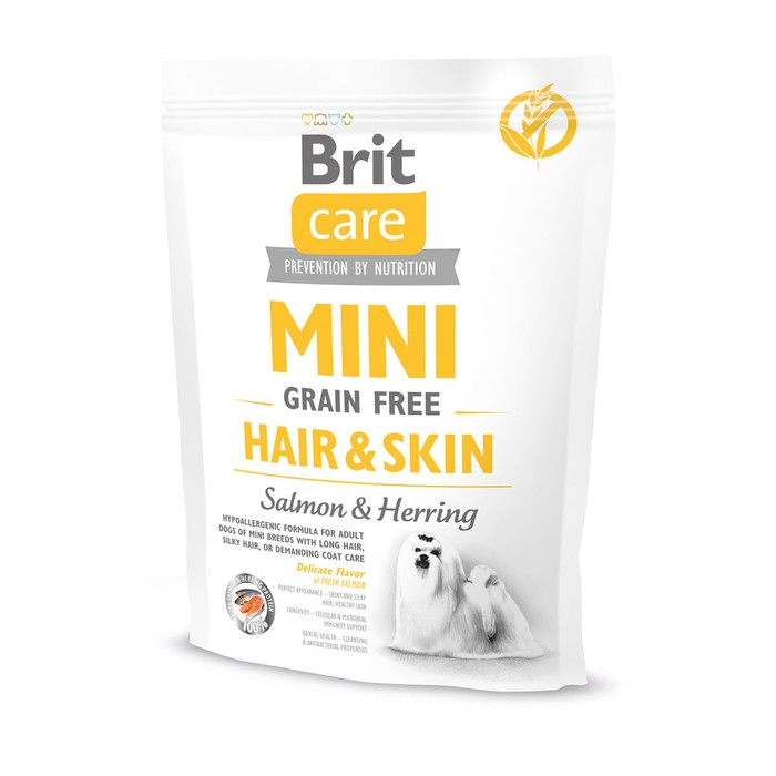 Сухой корм Brit Care MINI GF Hair &amp; Skin для собак мини-пород, беззерновой, 400 г