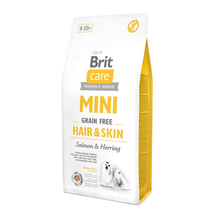 Сухой корм Brit Care MINI GF Hair &amp; Skin для собак мини-пород, беззерновой, 7 кг