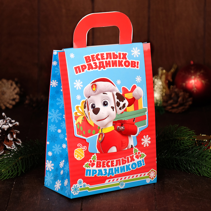 Коробка складная PAW PATROL &quot;Веселых праздников&quot;, 15 х 20 х 8 см