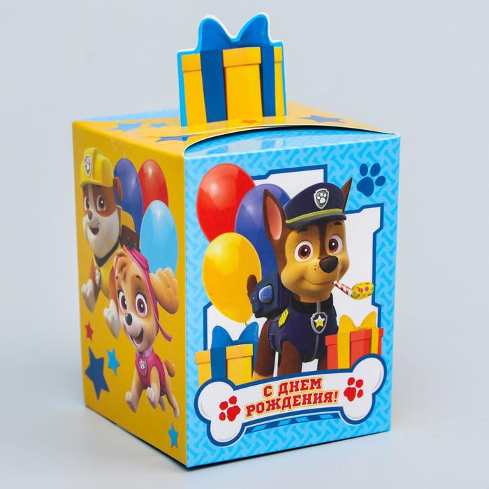 Коробка складная PAW PATROL &quot;С Днём Рождения&quot; мальчики, 8 х 10 х 8 см