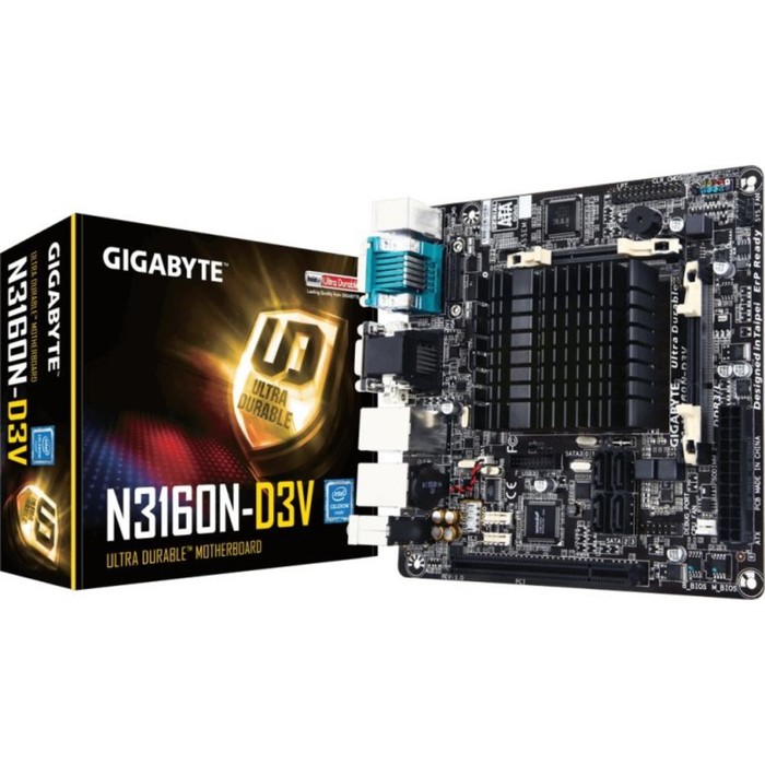 Материнская плата Gigabyte GA-N3160N-D3V 2xDDR3 mini-ITX AC`97 8ch(7.1) 2xGgE+VGA+DVI