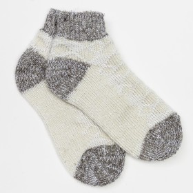 Носки детские шерстяные укороченные, цвет белый/серый, размер 14-16