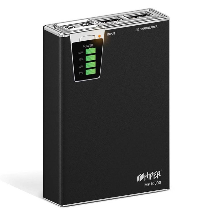 Мобильный аккумулятор Hiper MP10000 Li-Ion 10000mAh 2.1A+1A 2xUSB черный