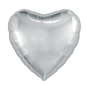 Шар фольгированный 18", сердце, цвет серебряный