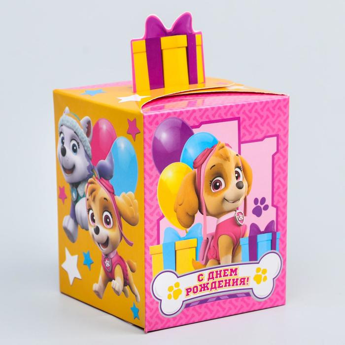 Коробка складная PAW PATROL &quot;С Днём Рождения!&quot; девочки, 8 х 10 х 8 см