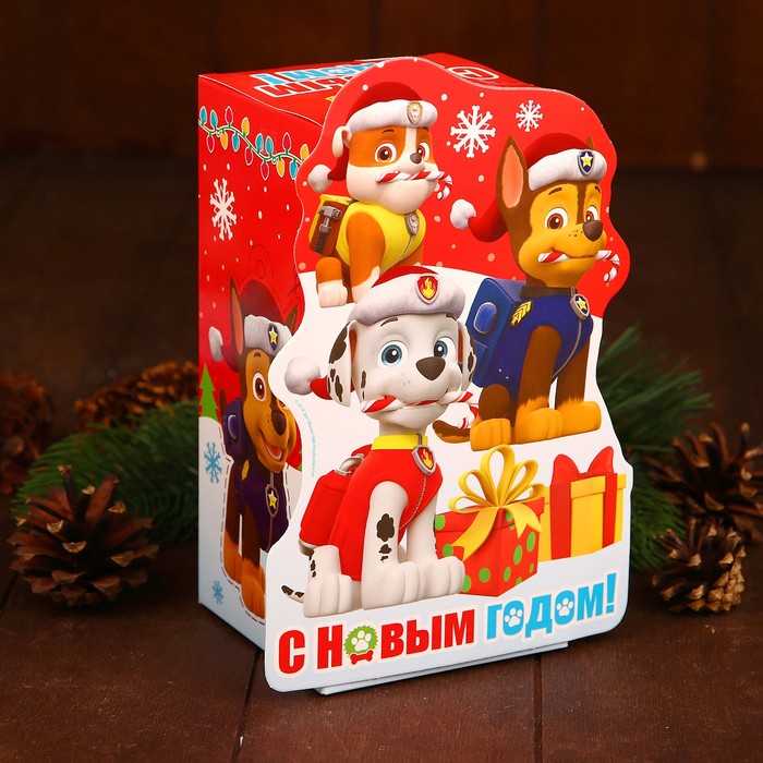 Коробка складная PAW PATROL &quot;С новым годом!&quot;, 10 х 10 х 20 см