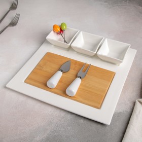 Блюдо для подачи «Эстет», 8 предметов: 3 соусника 8×6×4 см, 3 шпажки, нож, вилочка