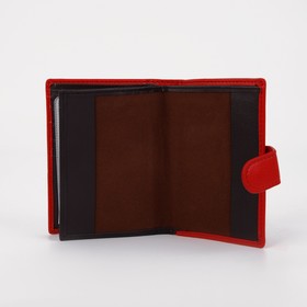 Обложка для автодокументов и паспорта, отдел для купюр, карманы для карт, отдел для монет, цвет красный - фото 5063752