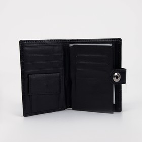 Обложка для автодокументов и паспорта, отдел для купюр, карманы для карт, отдел для монет, цвет чёрный - фото 7306292
