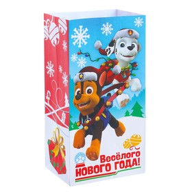 Пакет подарочный без ручек «Веселого Нового года!", PAW PATROL, 10 х 19,5 х 7 см 3217427