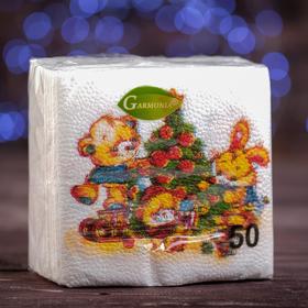 Новогодние салфетки бумажные Гармония цвета многоцветие ′Медвежата′, 24*24 см 50 листов в Донецке