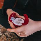 Футляр бархатный под серьги/кольца "Два сердца", 5,5*4,5*4,2, цвет красный 127432