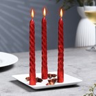 A set of the twisted candles 15cm, 3pcs, red, blister