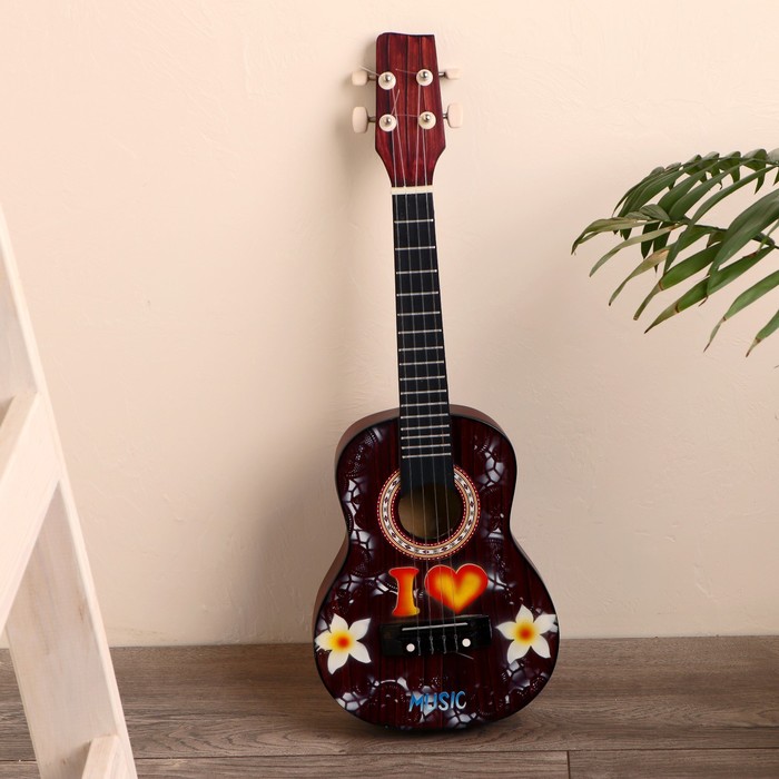 Музыкальный инструмент гитара-укулеле "Цветы" 55х20х6 см