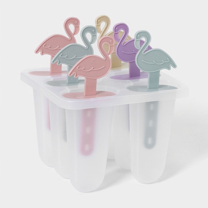Форма для мороженого «Фламинго», 11×11×14 см, 6 ячеек, цвет МИКС