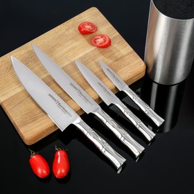 Набор кухонных ножей Bаmbоо, 4 шт: лезвие 8,8 см, 12,5 см, 20 см, 20 см, на подставке