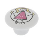 Handle-button KID 047 Ceramics, ceramic, white with print Handle-button KID 047 Ceramics, ceramic, white with print