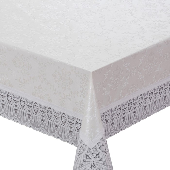 Готовая скатерть &quot;Meiwa&quot; FPLUS-DAMASK AZ WH, прямоугольник 152х320 см, цвет белый