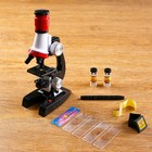 Microscope "School" 100x-400x-1200x, tweezers, 2 bottles, stickers, 5 glasses