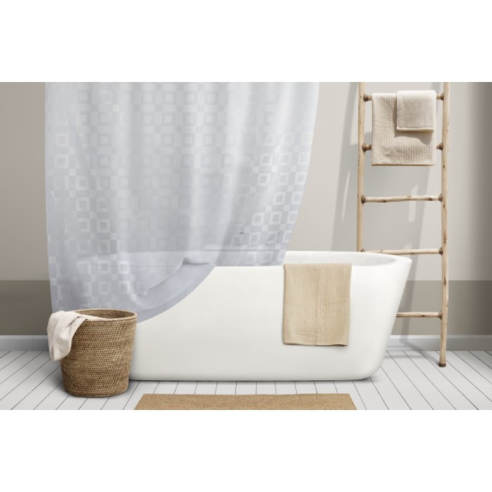 Штора для ванной комнаты Dama, 240 х 200 см, белая