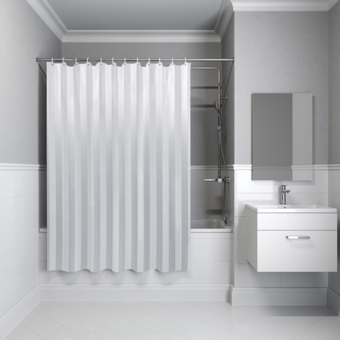 Штора для ванной комнаты Rigone, 240×200 см, белая