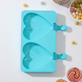 Форма для мороженого «Сердечко», 19,5×14,5 см, 2 ячейки (8,4×9 см), цвет МИКС