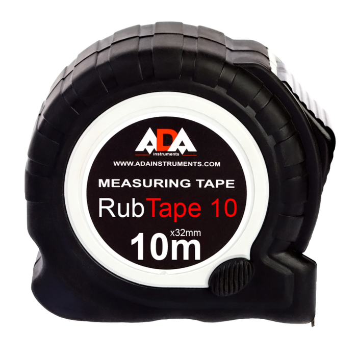 Рулетка ударопрочная ADA RubTape 10 А00154, сталь, с двумя СТОПами, 10 м х 25 мм