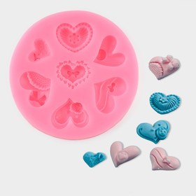 Молд силиконовый «Сердца ажурные», 9,5×9,5 см, цвет МИКС