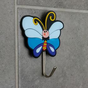 Крючок на липучке «Бабочка», цвет синий - фото 8496445