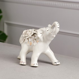 Статуэтка "Слон", белая, лепка, керамика, 19 см, микс